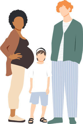 pregnant woman, man and child